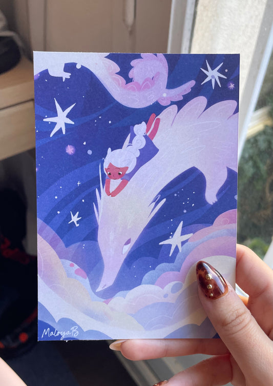 Carte postale Ela et le dragon